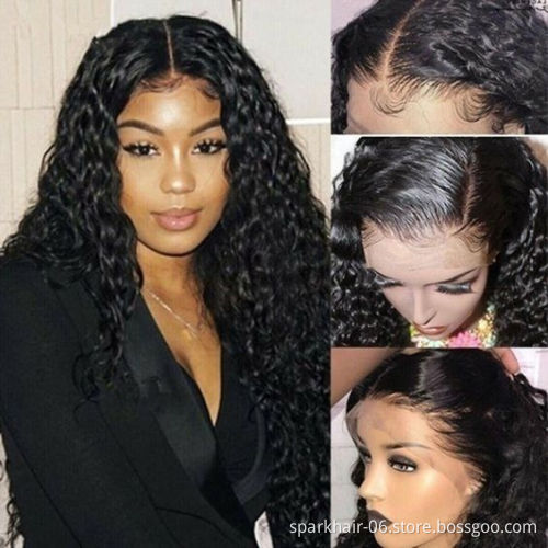 Cheap Indian Brazilian Virgin Deep Wave Curly natural Human 13x4 long Lace Front Hair Wigs For Women